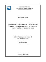 Quản lý nhà nước về đào tạo nghề cho người lao động trên địa bàn huyện tiên phước, tỉnh quảng nam 