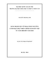 (Luận văn thạc sĩ) đảng bộ huyện võ nhai (thái nguyên) lãnh đạo thực hiện chính sách dân tộc từ năm 2000 đến năm 2010 