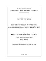(Luận văn thạc sĩ) tiểu thuyết trăm năm cô đơn của g marquez dưới góc nhìn phân tâm học 