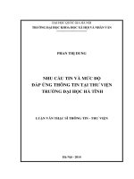 (Luận văn thạc sĩ) nhu cầu tin và mức độ đáp ứng thông tin tại thư viện trường đại học hà tĩnh 