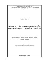 (Luận văn thạc sĩ) giải quyết việc làm cho lao động nông thôn huyện thanh trì, thành phố hà nội 