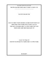 (Luận văn thạc sĩ) quản lý hiện tượng di động xã hội của nguồn nhân lực khoa học công nghệ chất lượng cao tại viện hàn lâm khoa học và công nghệ việt nam  