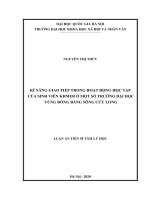 (Luận án tiến sĩ) kĩ năng giao tiếp trong hoạt động học tập của sinh viên khmer ở một số trường đại học vùng đồng bằng sông cửu long 