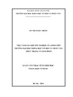 (Luận văn thạc sĩ) việc làm sau khi tốt nghiệp của sinh viên trường đại học khoa học xã hội và nhân văn, thực trạng và giải pháp 