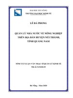 Quản lý nhà nước về nông nghiệp trên địa bàn huyện núi thành, tỉnh quảng nam 