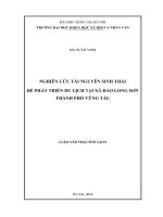 (Luận văn thạc sĩ) nghiên cứu tài nguyên sinh thái để phát triển du  lịch tại xã đảo long sơn – thành phố vũng tàu 