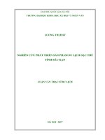 (Luận văn thạc sĩ) nghiên cứu phát triển sản phẩm du lịch đặc thù tỉnh bắc kạn luận văn ths  quản trị dịch vụ du lịch và lữ hành 60340103 