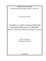 (Luận văn thạc sĩ) tác động của thông tin báo chí đối với hoạt động điều hành của chính phủ ( khảo sát trên báo điện tử chính phủ và báo điện tử vietnamnet) 