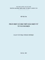 (Luận văn thạc sĩ) phản biện xã hội trên báo điện tử về ngành điện 