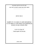 (Luận văn thạc sĩ) nghiên cứu tác động của biến đổi khí hậu và ứng phó của cộng đồng tại xã khánh lộc, huyện can lộc, tỉnh hà tĩnh 