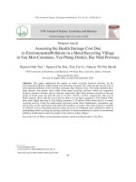 Lượng giá thiệt hại chi phí sức khỏe do ô nhiễm môi trường tại làng nghề tái chế kim loại xã Văn Môn, huyện Yên Phong, tỉnh Bắc Ninh