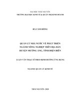 Quản lý nhà nước về phát triển ngành nông nghiệp trên địa bàn huyện mường ảng, tỉnh điện biên 