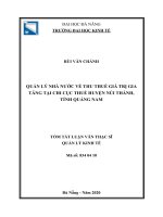 Quản lý nhà nước về thu thuế giá trị gia tăng tại chi cục thuế huyện núi thành, tỉnh quảng nam 