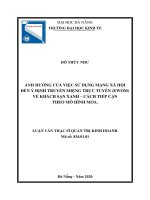 Ảnh hưởng của việc sử dụng mạng xã hội đến ý định truyền miệng trực tuyến (eWOM) về khách sạn xanh – cách tiếp cân theo mô hình MOA