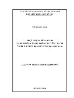 Thực hiện chính sách phát triển cán bộ đoàn chuyên trách cấp xã trên địa bàn tỉnh quảng nam 
