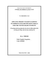 Ứng dụng phương pháp dạy học dự án nhằm phát triển kĩ năng nói tiếng anh cho học sinh lớp 10 
