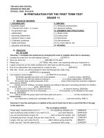 Đề cương ôn tập HK1 Tiếng Anh 11 năm 2018 - 2019 trường Yên Hòa - Hà Nội - THI247.com