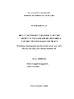 Ứng dụng phương pháp dạy học dự án nhằm phát triển kĩ năng nói tiếng anh cho học sinh lớp 10 