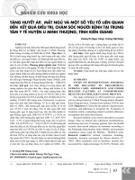 Tăng huyết áp, mất ngủ và một số yếu tố liên quan đến kết quả điều trị, chăm sóc người bệnh tại Trung tâm Y tế huyện U Minh Thượng, tỉnh Kiên Giang