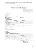 Mẫu đơn xin cấp phép xây dựng 