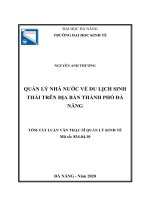 Quản lý nhà nước về du lịch sinh thái trên địa bàn thành phố đà nẵng 