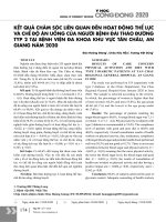 Kết quả chăm sóc liên quan đến hoạt động thể lực và chế độ ăn uống của người bệnh đái tháo đường typ 2 tại Bệnh viện Đa khoa khu vực Tân Châu, An Giang năm 2020