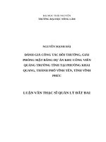 Đánh giá công tác bồi thường, giải phóng mặt bằng dự án khu công viên quảng trường tỉnh tại phường khai quang, thành phố vĩnh yên, tỉnh vĩnh phúc 