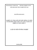 Nghiên cứu tính chất đất mặn trồng lúa một số tỉnh đồng bằng sông cửu long và đề xuất hướng sử dụng hợp lý 