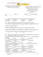 Đề kiểm tra chất lượng giữa kì 2 môn Tiếng Anh lớp 11 năm học 2018-2019 – Trường THPT Lý Thái Tổ