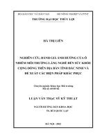 Nghiên cứu, đánh giá của ô nhiễm môi trường làng nghề đến sức khỏe cộng đồng trên địa bàn tỉnh bắc ninh và đề xuất các biện pháp khắc phục 