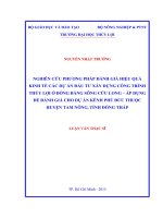 Nghiên cứu phương pháp đánh giá hiệu quả kinh tế các dự án đầu tư xây dựng công trình thủy lợi ở đồng bằng sông cửu long   áp dụng cho dự án kênh phú đức thuộc huyện tam nông, tỉnh đồng tháp 