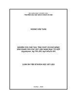 Nghiên cứu chế tạo, tính chất và khả năng ứng dụng của các vật liệu nano bạc tổ hợp ag polymer, ag tio2 GO, ag cofe2o4 GO 