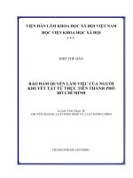Bảo đảm quyền làm việc của người khuyết tật từ thực tiễn thành phố hồ chí minh 
