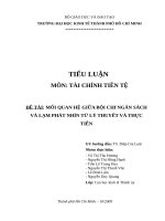 (Tiểu luận Tài chính tiền tệ) Mối quan hệ giữa bội chi ngân sách và lạm phát nhìn từ lý thuyết và thực tiễn