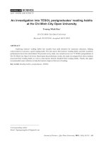 Tìm hiểu thói quen đọc của học viên cao học chuyên ngành Phương pháp giảng dạy tiếng Anh tại trường Đại học Mở thành phố Hồ Chí Minh