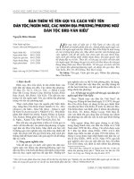 Bàn thêm về tên gọi và cách viết tên dân tộc/ngôn ngữ, các nhóm địa phương/phương ngữ dân tộc Bru-Vân Kiều