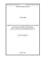 Nghiên cứu, đề xuất các biện pháp khai thác, sử dụng bền vững tài nguyên nước dưới đất khu vực phía nam thành phố hà nội (cũ) 