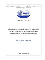 Tăng cường công tác quản lý nhà nước về quy hoạch xây dựng trên địa bàn huyện thuận nam, tỉnh ninh thuận 