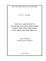 luận án tiến sĩ năng lực cạnh tranh của chi nhánh ngân hàng nông nghiệp và phát triển nông thôn thăng long trong điều kiện hiện nay 