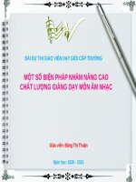 Bài dự thi giáo viên dạy giỏi cấp trường: Một số biện pháp nhằm nâng cao chất lượng giảng dạy môn Âm Nhạc