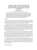 Nghiên cứu việc sử dụng chỉ ngôn kết nối tiếng Pháp trong các bài viết của sinh viên khoa tiếng Pháp, trường Đại học Ngoại ngữ, Đại học Huế