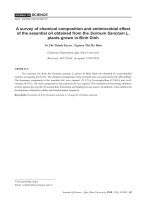 Khảo sát thành phần hóa học và hoạt tính kháng vi sinh của tinh dầu hương nhu tía (Ocimum Sanctum L.) ở Bình Định