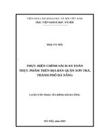 Thực hiện chính sách an toàn thực phẩm trên địa bàn quận sơn trà, thành phố đà nẵng