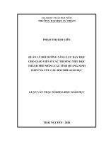 Quản lý bồi dưỡng năng lực dạy học cho giáo viên ở các trường tiểu học thành phố móng cái, tỉnh quảng ninh đáp ứng yêu cầu đổi mới giáo dục 