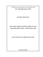 Thực hiện chính sách phát triển du lịch tại huyện đông giang, tỉnh quảng nam