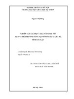 NGHIÊN CỨU GIÁ TRỊ VÀ KHẢ NĂNG CHI TRẢ DỊCH VỤ MÔI TRƯỜNG RỪNG TẠI VƯỜN QUỐC GIA BA BỂ