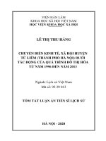Chuyển biến kinh tế, xã hội huyện từ liêm, thành phố hà nội dưới tác động của quá trình đô thị hóa từ năm 1996 đến năm 2013 tt 