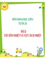 TUẦN 26   KHOA HỌC   vật dẫn NHIỆT VÀ vật CÁCH NHIỆT 