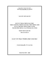 Quản lý hoạt động dạy học theo chương trình giáo dục phổ thông mới ở các trường trung học cơ sở, thành phố móng cái, tỉnh quảng ninh 