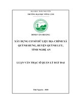 Xây dựng cơ sở dữ liệu địa chính xã quỳnh hưng, huyện quỳnh lưu, tỉnh nghệ an 